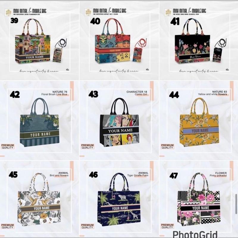 Totebag Kanvas MNK BAG PO Printing dengan Penutup Resleting dan Kancing Magnet Wanita - Ukuran Kecil, Medium, dan Besar - Kpop tote  bags 4