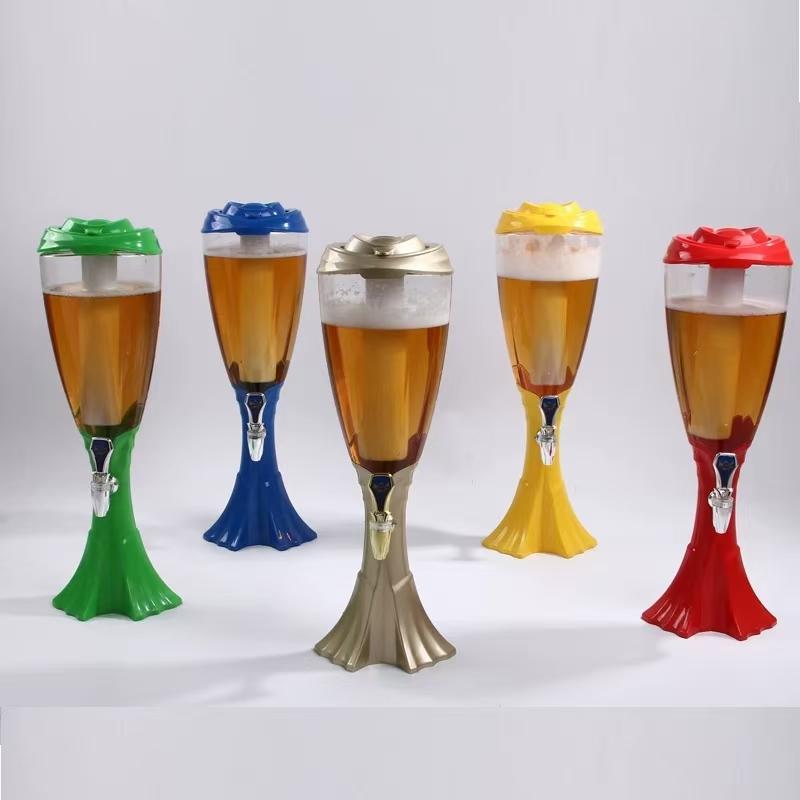 Tháp Bia (Bình Đựng Bia) 3 Lít Hình Ly Có Đèn Led Nhiều Màu Nhựa Cao Cấp An Toàn Bền Đẹp 2
