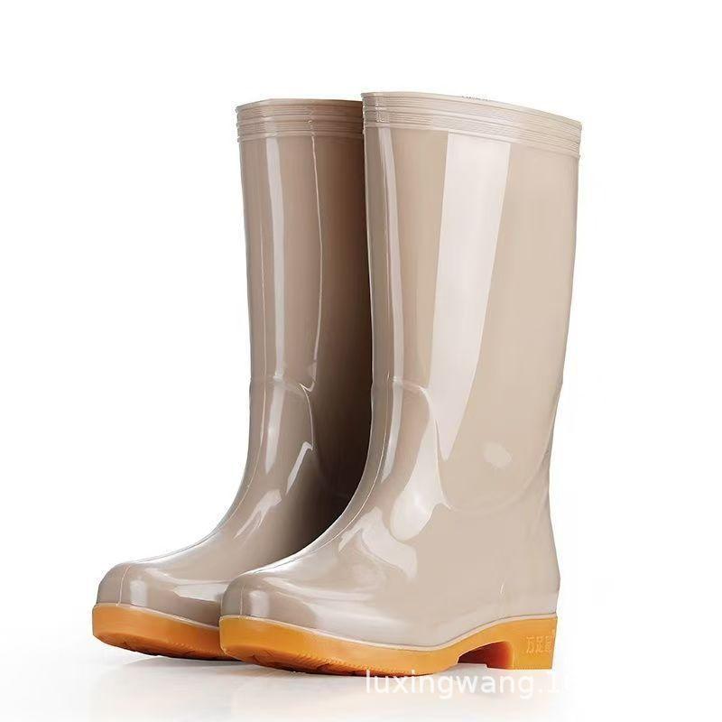  Giày Đi Mưa Cho Nữ Giày Đi Mưa Nông Nghiệp Ống Dài Giày Đi Mưa Ống Cao Đáy Gân Bò Chống Trượt Cổ Cao Giày Cao Su Bảo Hộ Lao Động Thích Hợp Cho Mùa Mưa * 