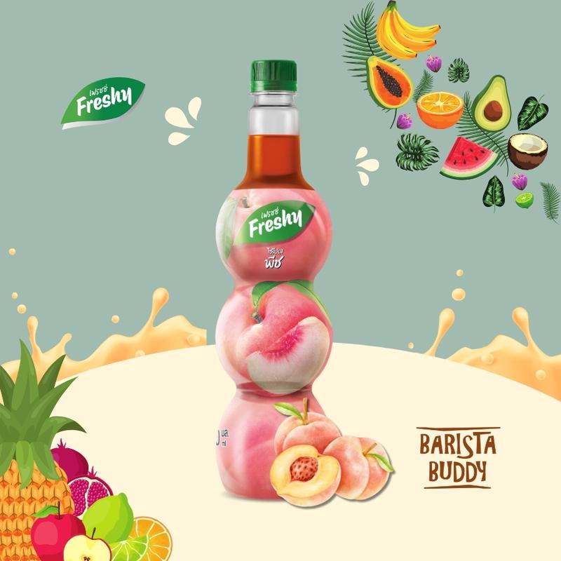 Siro Pha Chế Trái Cây Freshy Vị Đào - Chai 710ml - Nguyên Liệu Pha Chế