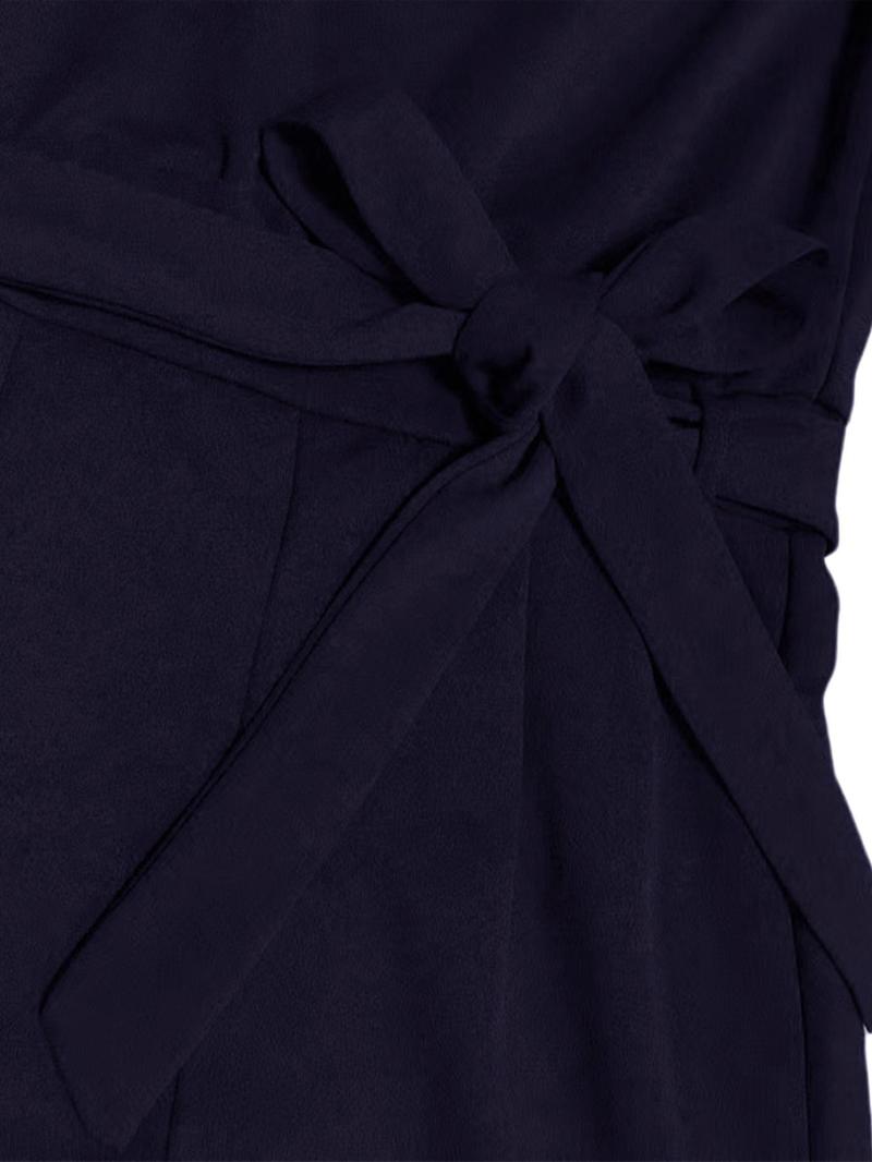 Product Introduction of Women's Plain Cut Out Tie Front Batwing Sleeve Jumpsuit, Casual Simple Short Sleeve Straight Leg Jumpsuit for Summer, Women's Clothing 2024,  Fashion Women's One-piece Clothing for Daily Wear, Summer Clothes, Back To School Outfits 20