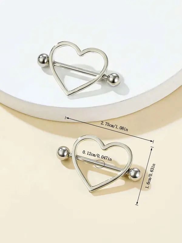 Summer Fashion Heart Shaped Nipple Ring, Nipple Piercing for Women, Trendy All-match & Exquisite Pierced Nails for Party, Daily Clothing Decor, Valentine's Day, Gift 2