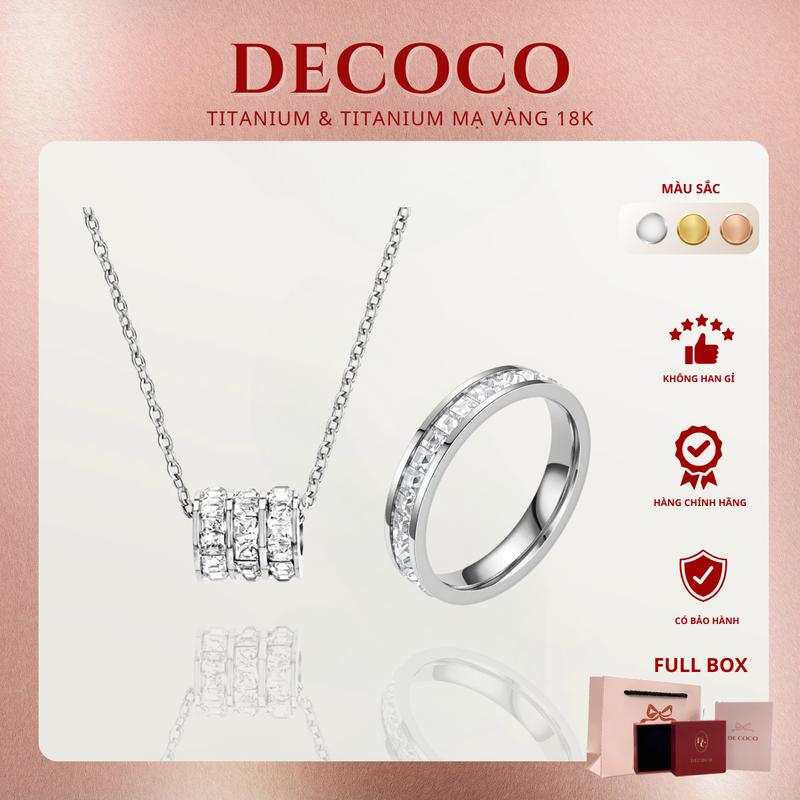 KHÔNG ĐEN GỈ - Bộ phụ kiện Nữ kèm túi hộp thiệp vòng cổ & vòng tay EMBRACE De Coco ( kèm Túi Giấy + Hộp + Thiệp ) Women Nhẫn Watch Dây Chuyền