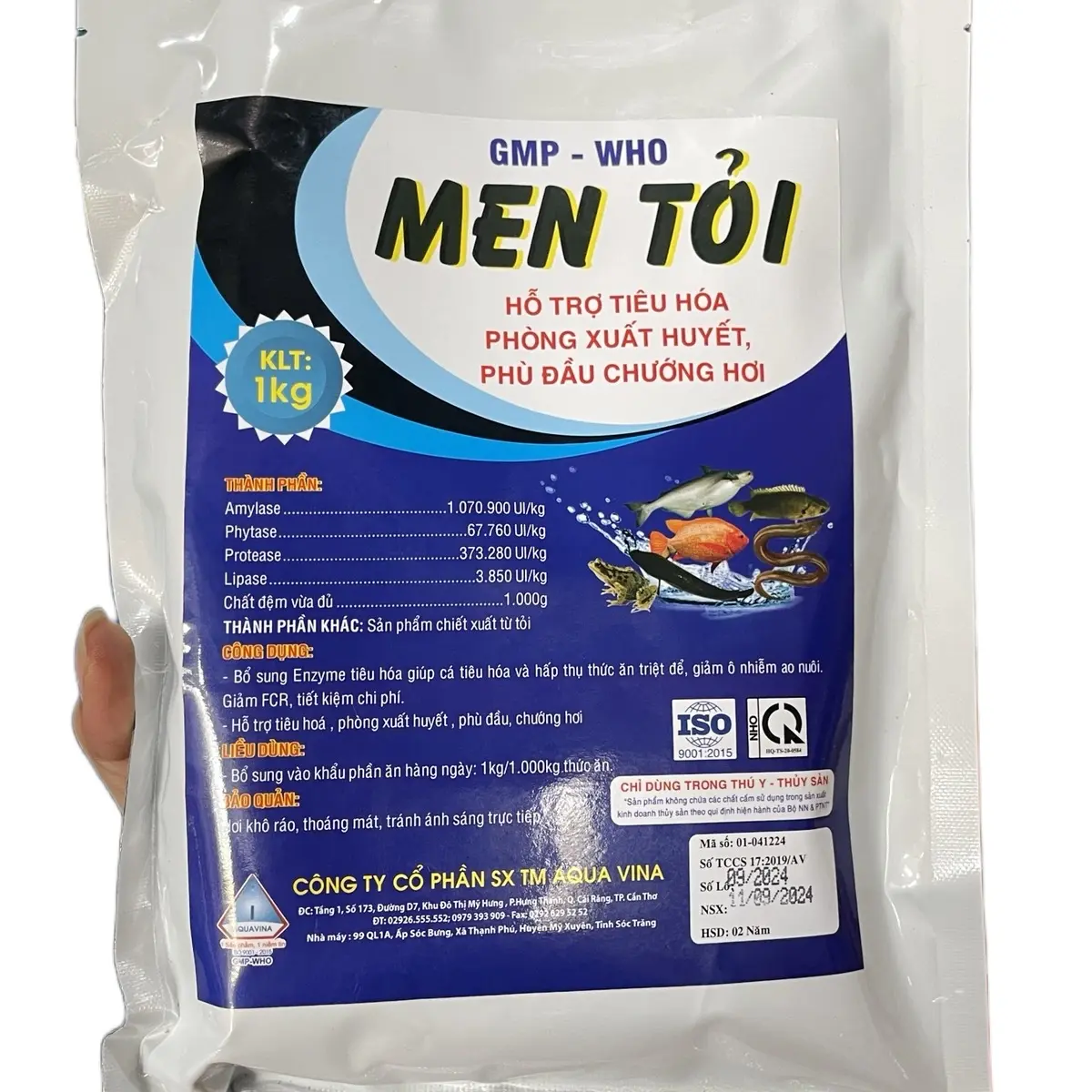 MEN TỎI Thuỷ sản gói 1kg, giúp tiêu hoá tốt, phòng viêm ruột, xuất huyết, phù đầu trên cá, ếch, lươn.