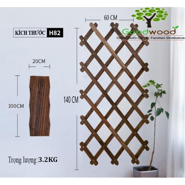 [Cao Cấp] Khung giàn gỗ treo cây ban công, Giàn leo hoa hồng gỗ KT 140x 60 cm Goodwood - Gỗ keo tự nhiên, chống mối mọt, ẩm mốc 2