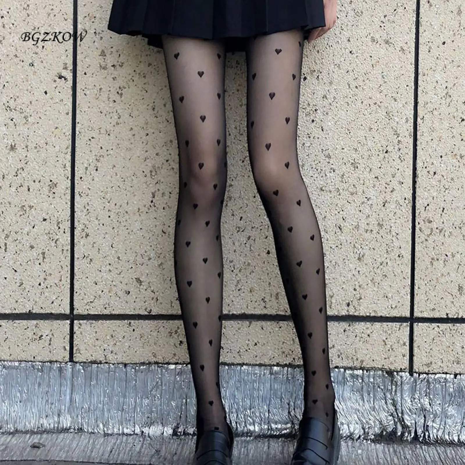 Women's Sheer Mesh Patterned Tights Elastic Waistband Footed Pantyhose Stockings for Party, Photography