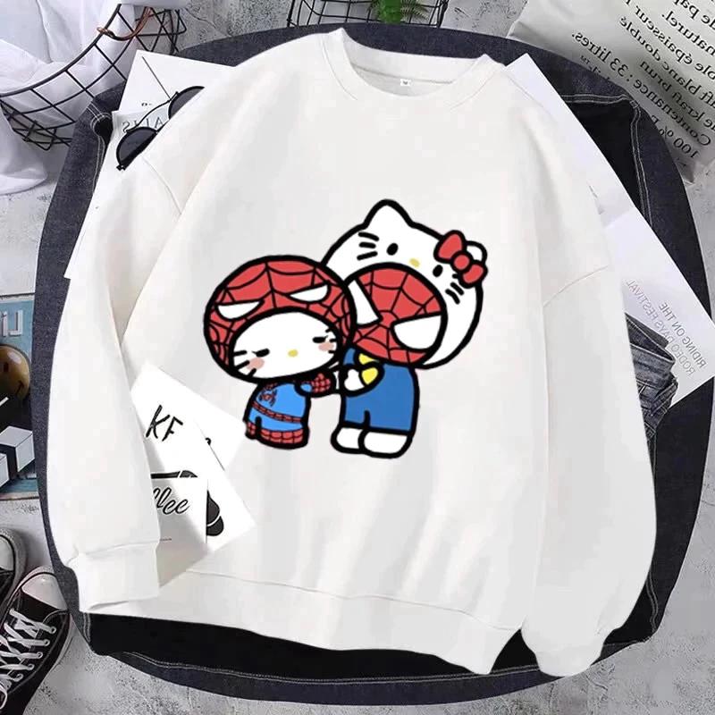 Áo Sweater Cổ Tròn Dành Cho Bé Yêu, Chất Nỉ Cotton Mềm Mịn, Hình Hello Kitty Và Người Nhện Siêu Xinh