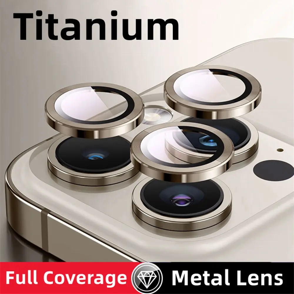 Titanium Color Camera Lens Protector For iPhone 13 14 15 Pro Max 14 15 Plus Full Cover Tempered Glass Camera Protection Film