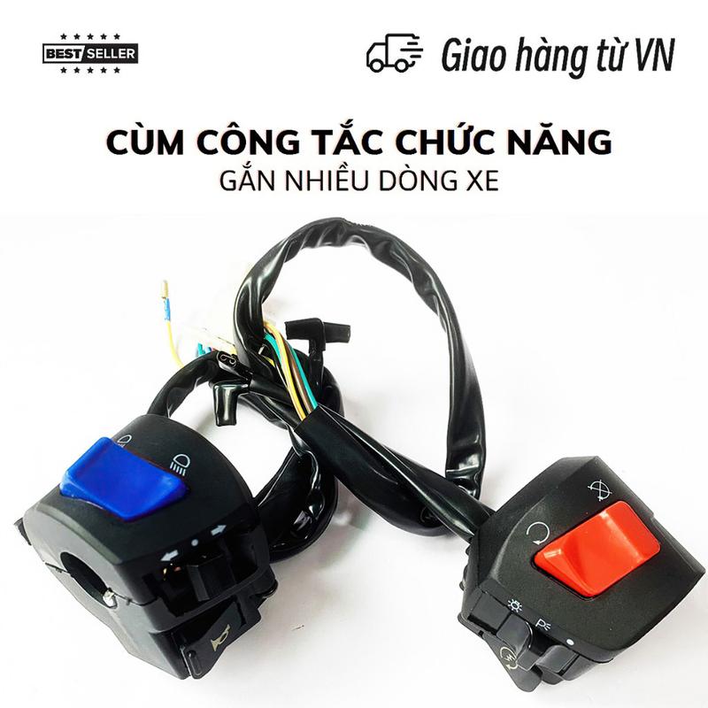 Cùm công tắc FZ - V2 gắn ghi đông xe máy, xe điện với kiểu dáng hiện đại tích hợp nhiều chức năng tiện ích.