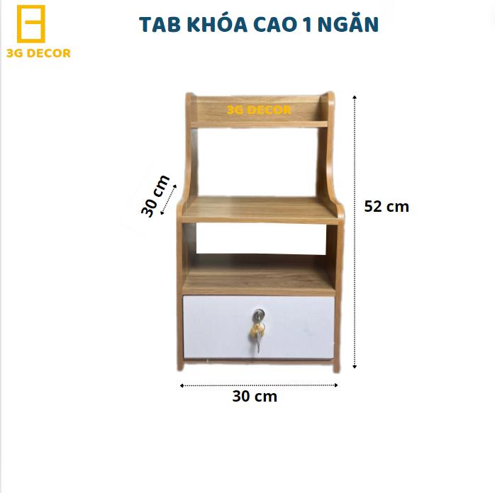 Tủ đầu giường có khóa an mini, Tab đầu giường gỗ thiết kế sang trọng, tiện ích