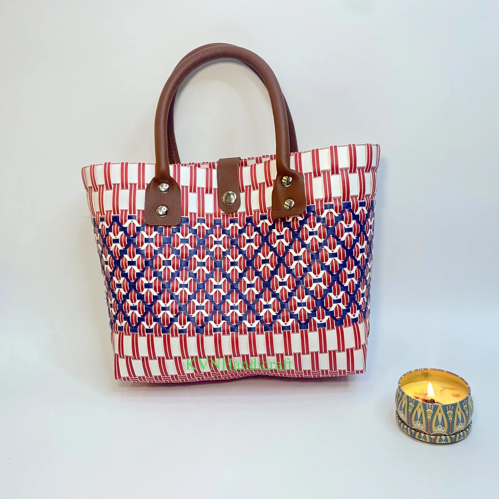 Giỏ Đan Nhựa,Giỏ Lưới Tâm Nhỏ Đan Tay, Túi Xách Đan Thủ Công Handmade, Làn Nhựa Đi Chợ,Túi Xách Đẹp Đi Biển,Sọt đựng đồ
