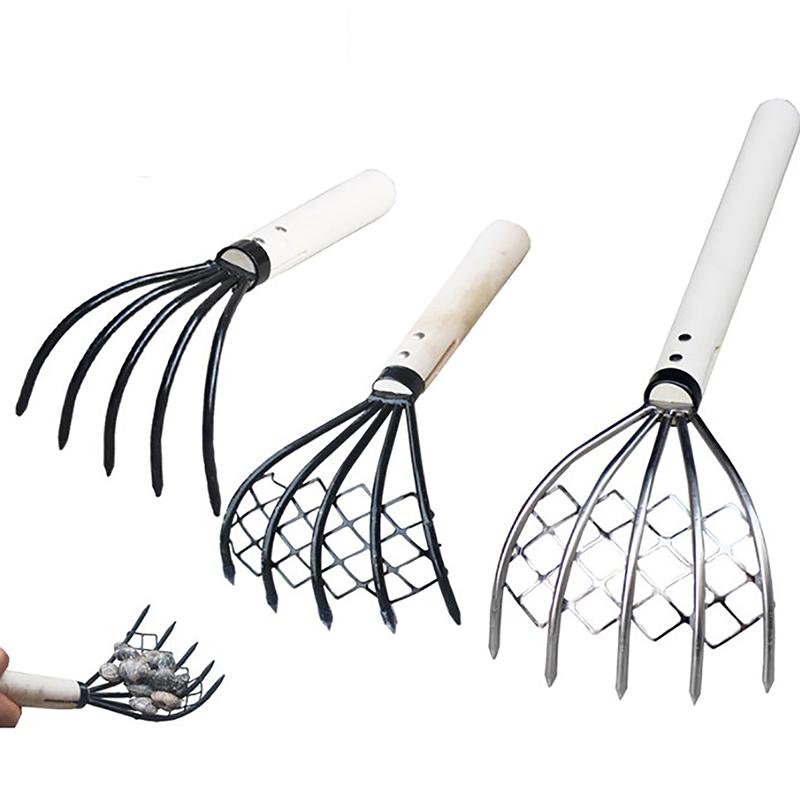 Digging Rake Head Clam Rake With Net 5 Claw Wood Handle Rake Digging Tool Dig - TikTok ...