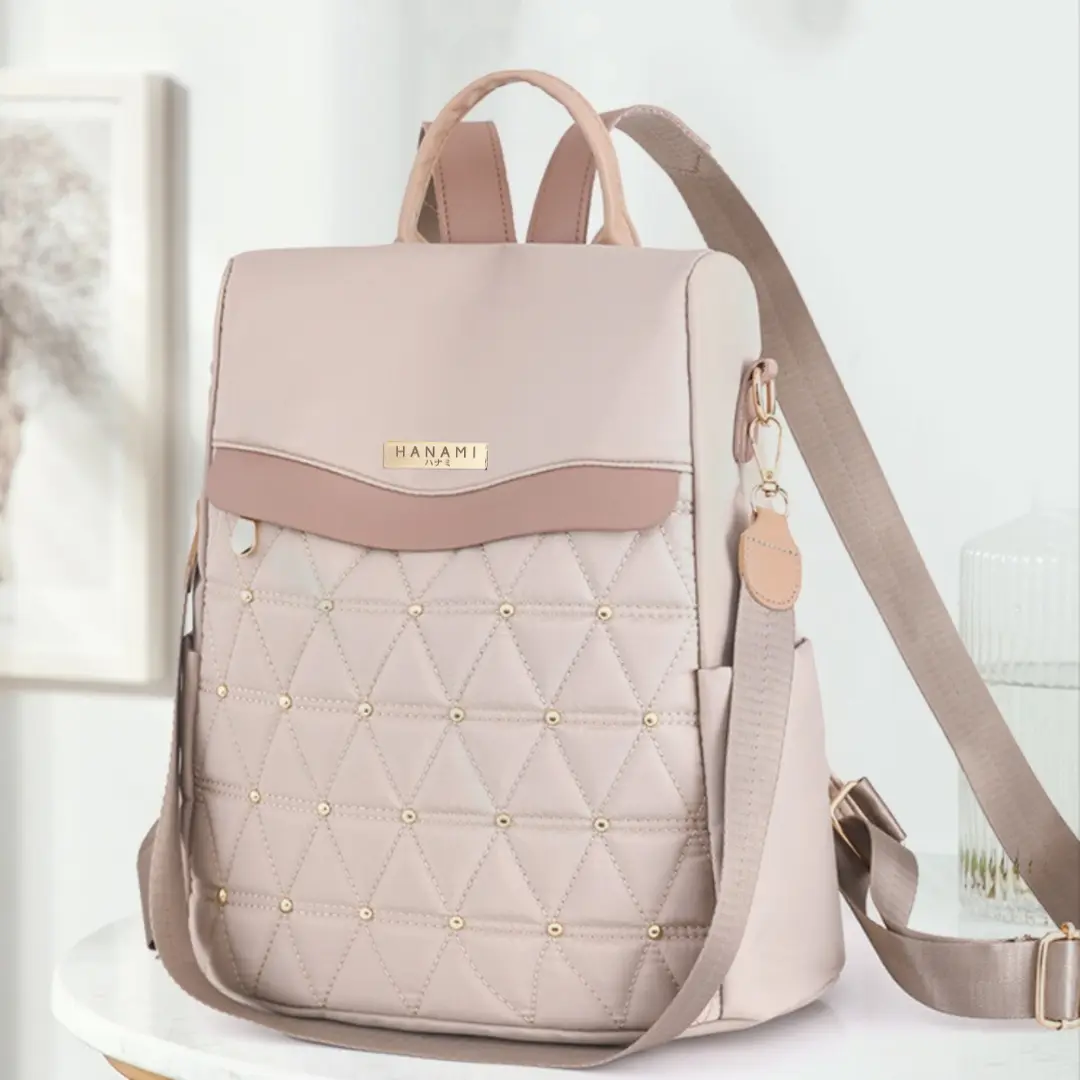 HANAMI Tas Ransel Wanita Cardea Backpack Anti Air Krem Punggung Sekolah Cewek Simple Gendong Casual Premium Murah Korea Kuliah Kerja Branded Remaja Kekinian