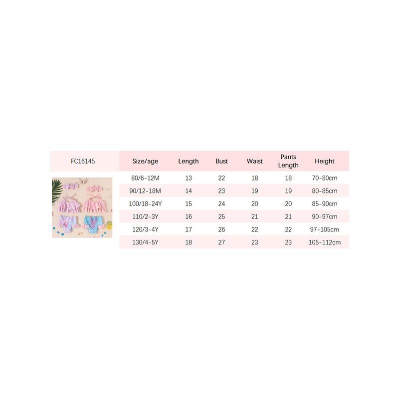 Product Introduction of Toddler Baby Girl Swimsuit Halter Ruffles Tops Mermaid Shorts Headband Bathing Suit Swimwear 3Pcs Bikini Set 0