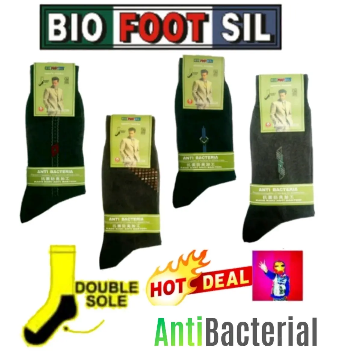 BIOFOOTSIL Kaos Kaki Kerja Pria Dewasa Anti Bakteria Panjang Sebetis