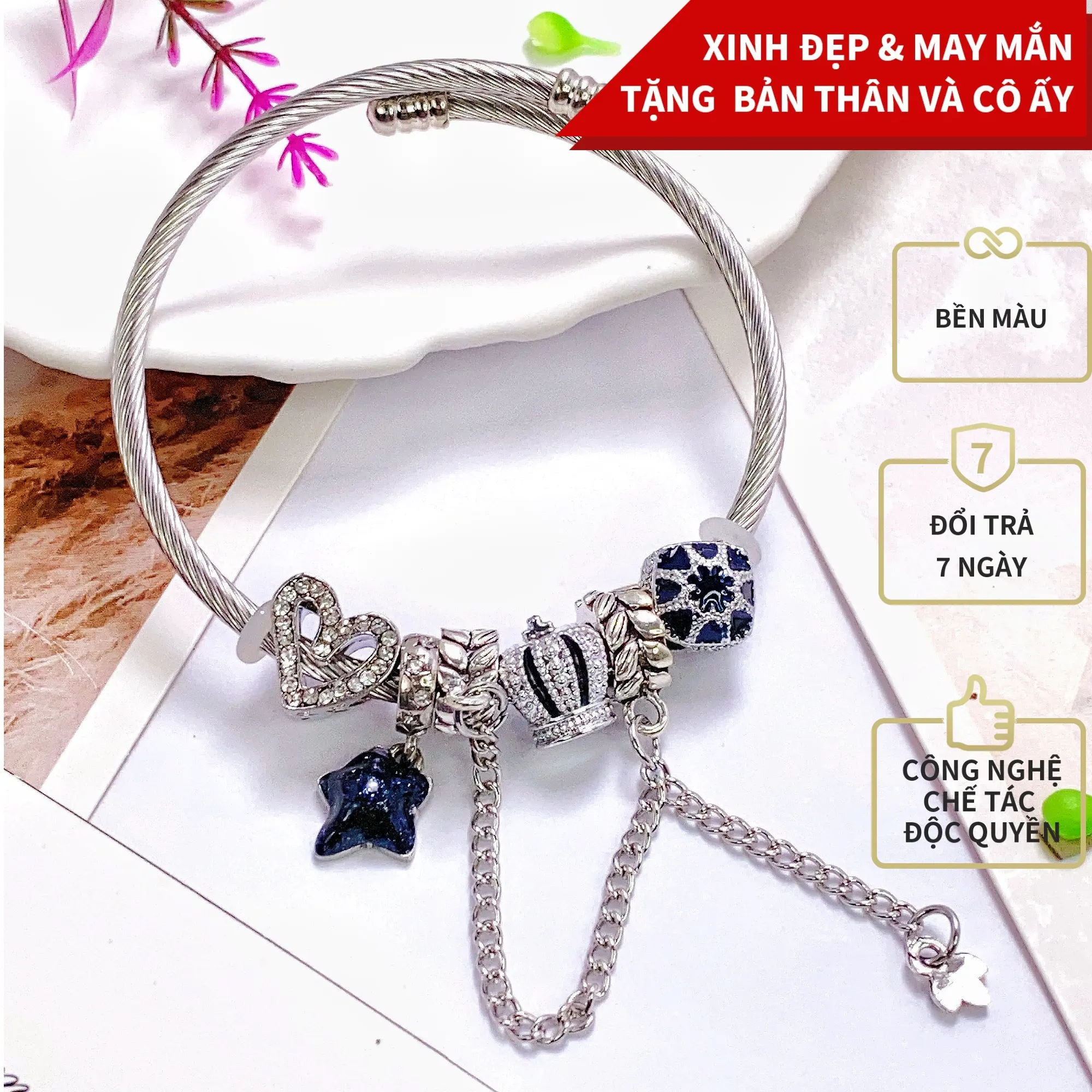 Lắc tay kinh khí cầu ngôi sao dây xích xinh phụ kiện cho women [SL1964]