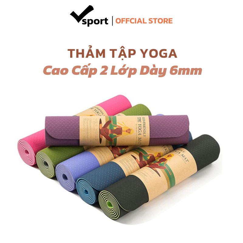 Thảm Tập Yoga Gym Thể Dục Tại Nhà TPE Chống Trượt 2 Lớp Dày 6mm Chất Liệu Cao Su Non Cao Cấp Chống Trơn Trượt