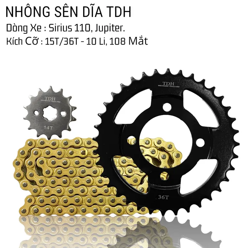 [ Thành DH ] Nhông Sên Dĩa TDH V2 Lắp Cho Sirius 110 - 50 - Wave - Dream [ Sên 10 Li/ 108 Mắc Lắp Cho Gắp Dài ] Phụ Tùng 7