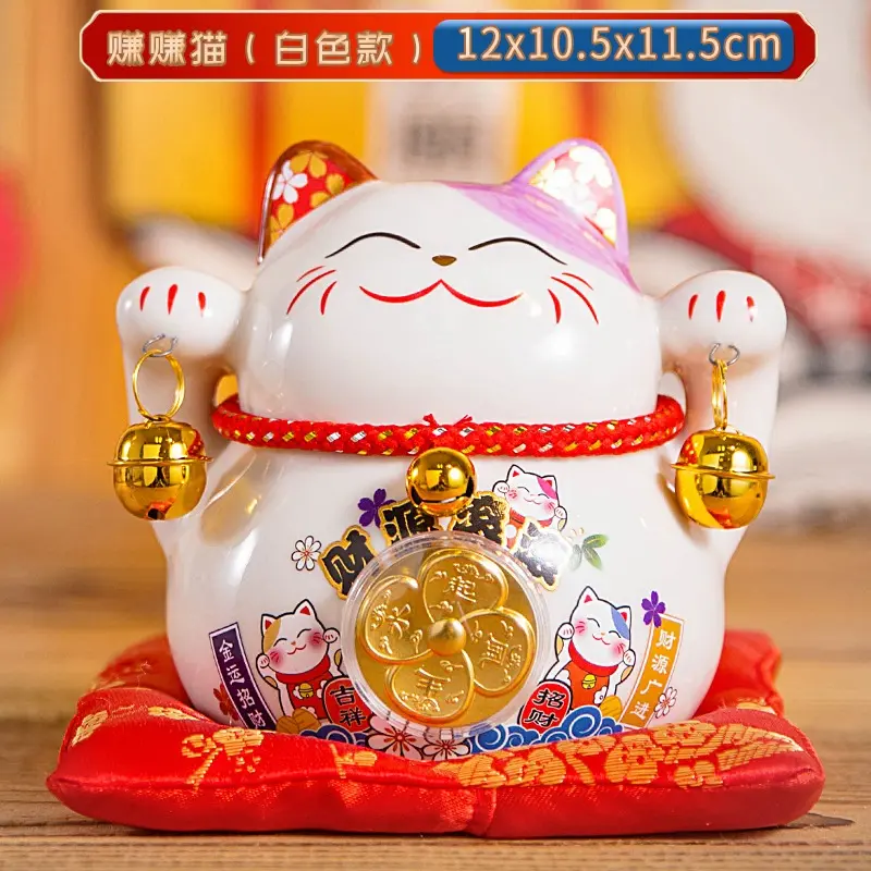 [Mẫu Mới] Mèo Thần Tài Tiết Kiệm Hoa mai Mini Cute - Mèo Thần Tài Trang Trí Bàn Làm Việc Cao 11.5cm 3