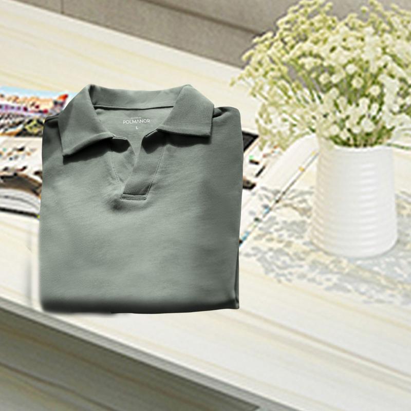 Áo thun nam, áo polo nam cổ V nam tính, vải mềm mát Menswear Cộc Tay Shirt 7