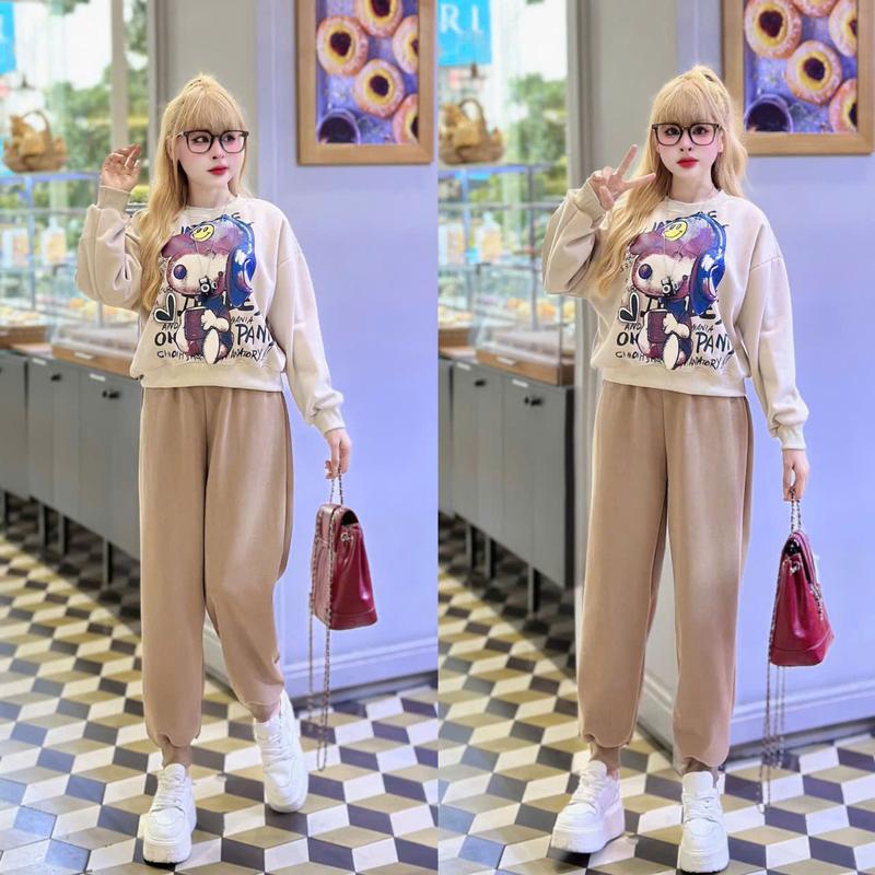 [XẢ HÀNG NGHỈ TẾT] Bộ Quần Áo Nữ Form Vừa 40-60kg, Hoạ Tiết Cún Đeo Tai Nghe, Chất Liệu Nỉ 2 Da Top Women, Set Đồ Nữ Đẹp, Bộ Nỉ Thu Đông Nữ, Set Đồ Mùa Đông, Bộ Quần Áo Mùa Đông