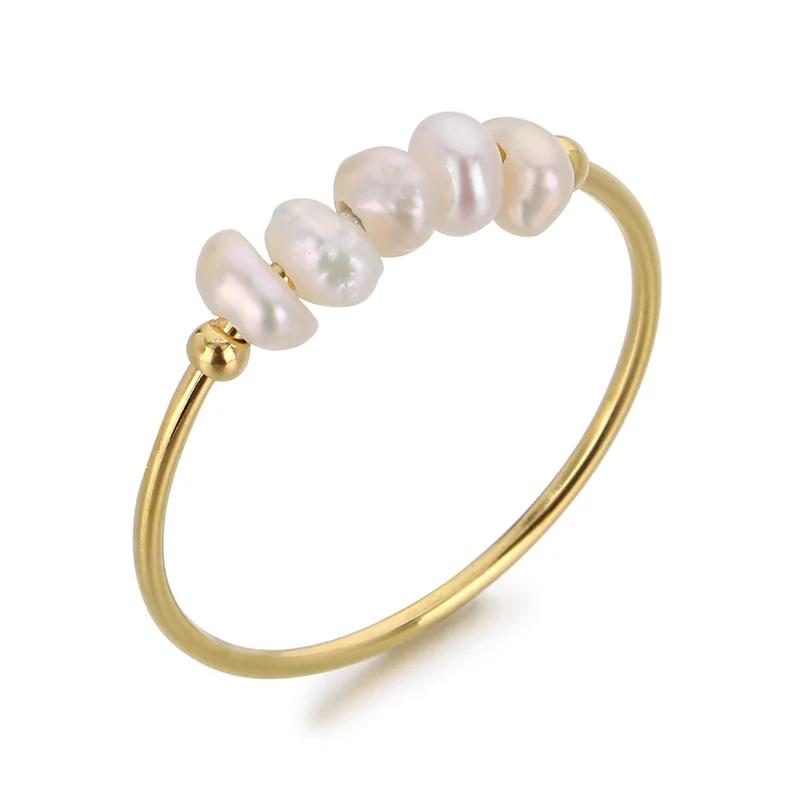 Product Introduction of Natural Freshwater Pearls Gold Color Stainless Steel Waterproof Thin Index Finger Ring for Women PVD Plated Charm Jewelry 11