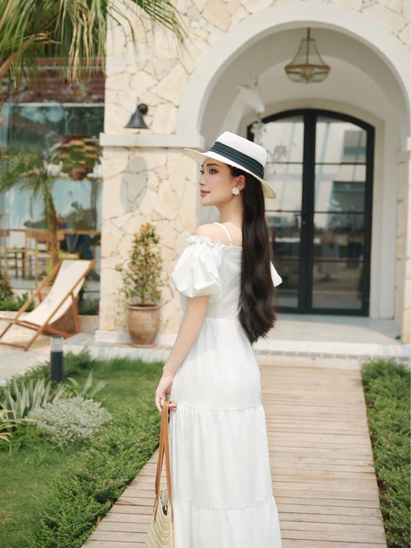 Đầm Nữ CCHAT Dáng Xoè Can Trên Nhúm Phồng Trễ Vai Choubi 14VNT2014XT 2