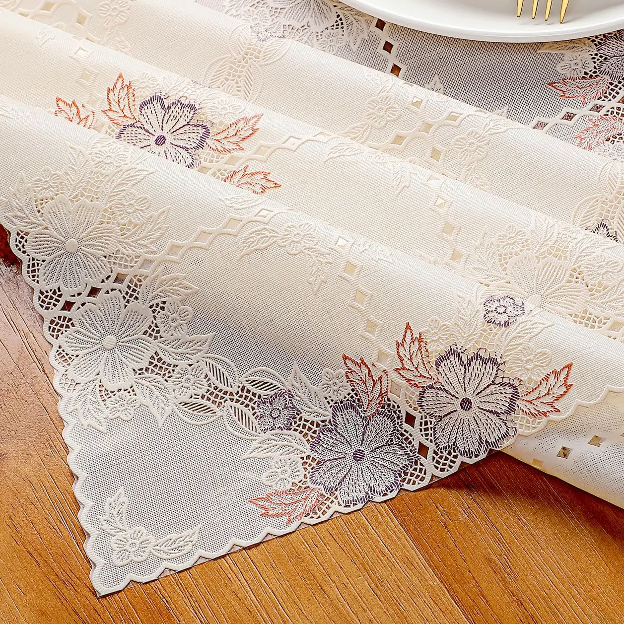 Khăn trải bàn PVC, dày dặn, phong cách châu Âu, vải rèm bàn ăn quần áo tự làm, không thấm nước, chống bỏng, vải trải bàn