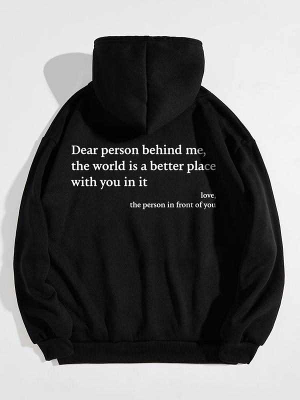 Women's Letter Print Drop Shoulder Drawstring Graphic Hoodie Hooded Sweatshirt, Trendy Long Sleeve Pullover Top, Thermal Lined Pocket Sweatshirts for Women, Fall Sweatshirts, Please Purchase A Size Up 4