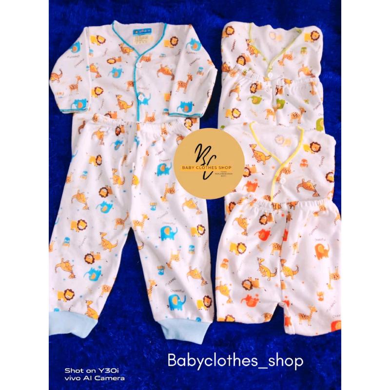 Setelan Baju Bayi Baru Lahir Putih Motif Lengan Panjang - 3 Setel (6 Pcs) - Parsel 0