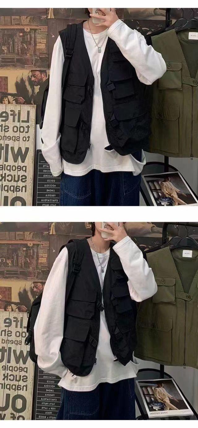Product Introduction of 2025 Four Seasons Functional Tactical Vest Unisex Dark High Street Loose Casual Workwear Sleeveless Vest Unisex Jacket Trend 4