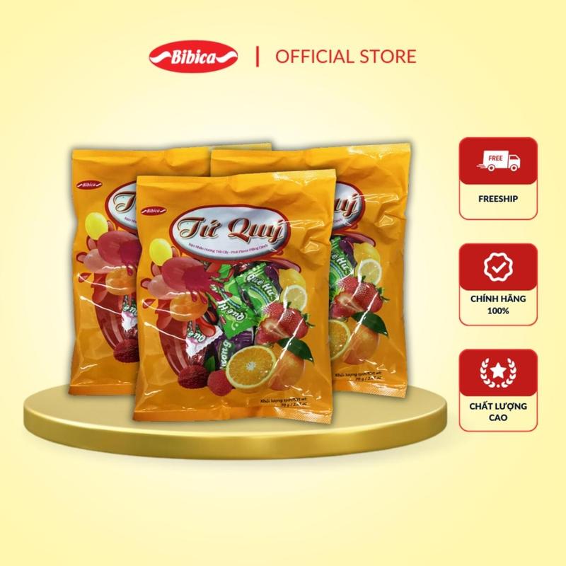 Combo Kẹo Cứng Tứ Quý Bibica 70g