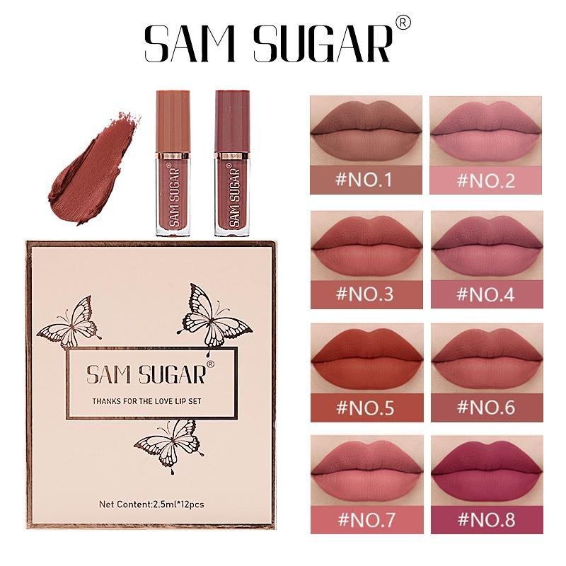 Matte Lip Gloss Set, 12pcs/box Matte Lip Balms, Easy Coloring Lip Sticks, Moisturizing Matte Lipstick, Velvet Matt Finish Lip Gloss, Magenta Lipstick 3