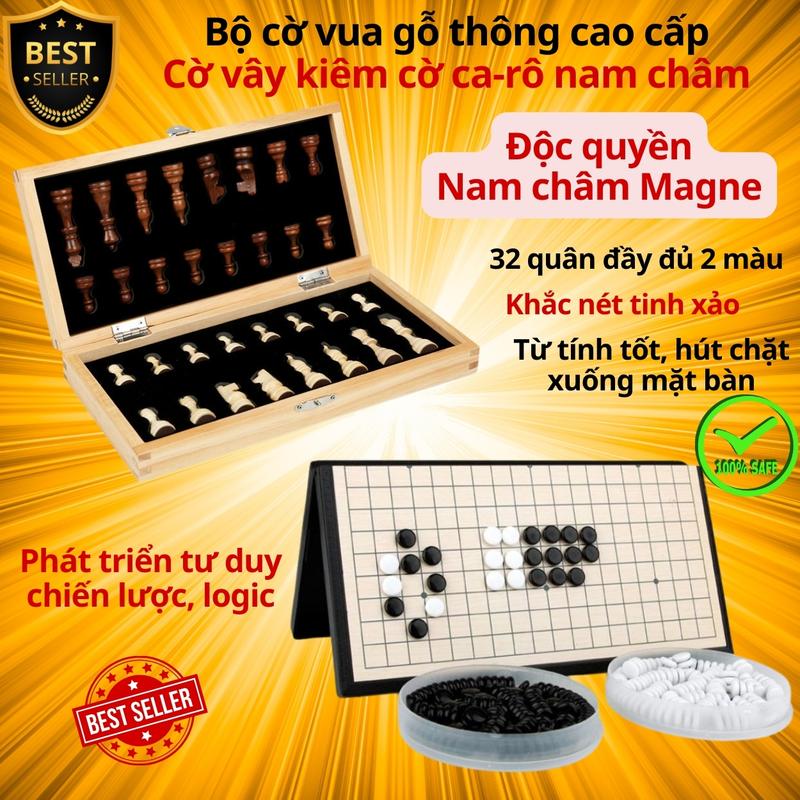   CHỌN LOẠI CỜ KHÁC NHAU  Cờ Vây và Cờ Vua Gỗ thông nam châm CỠ VỪA 29x29cm ĐỘC QUYỀN có bàn là hộp đựng rộng - Hàng chính hãng D Danido 