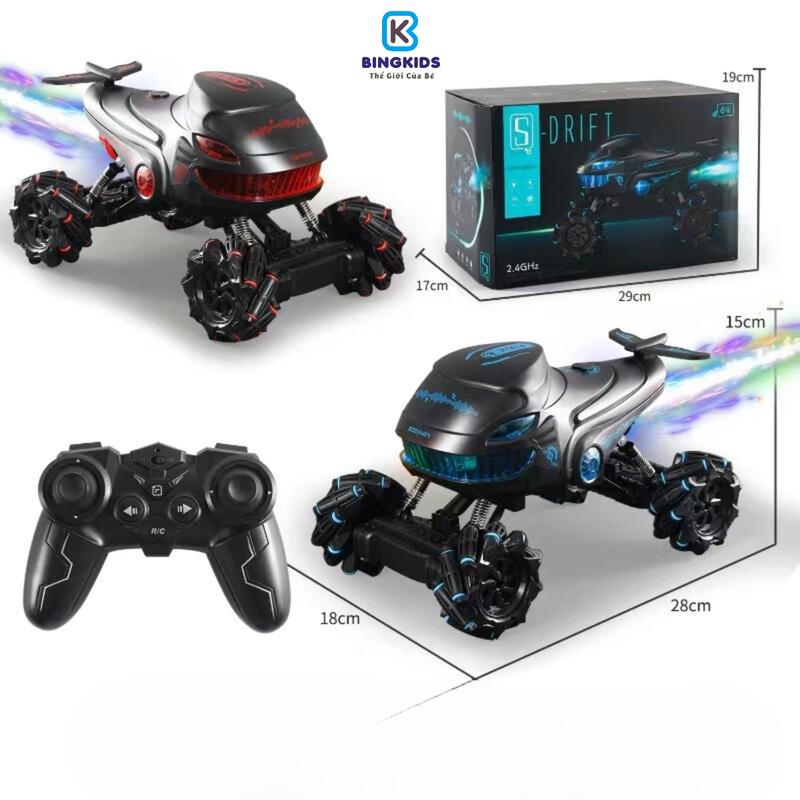 Đồ chơi xe điều khiển từ xa cá mập bay có hiệu ứng phun sương có đèn phát nhạc, xoay 360 độ, dùng pin sạc chạy cực khỏe Toy Xe Đua