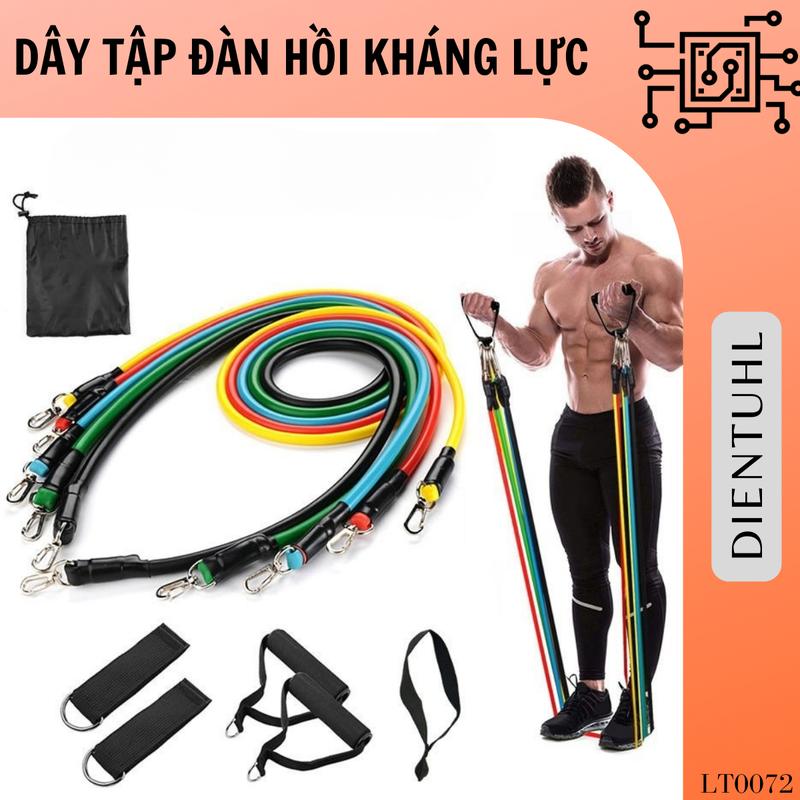 Bộ Dây Ngũ Sắc - Dây Kháng Lực - Dây Cao Su Đàn Hồi Kháng Lực Ngũ Sắc 11 Món - Giải Pháp Tập GYM Tại Nhà Tiện Lợi Giúp Tập Cơ Tay Tập Chân