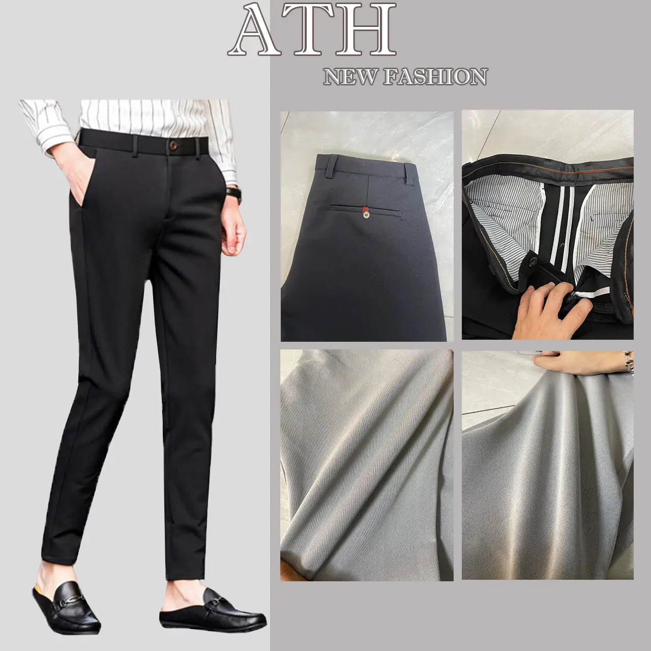 Quần dài tây âu nam Cotton co giãn 4 chiều ATH Thời Trang Nam form ôm gọn giặt không nhăn không phai màu