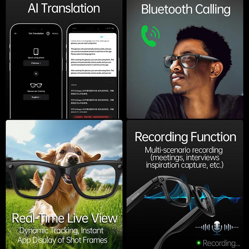 LIGE New 500W Camera Glasses Bluetooth Smart Glasses with Camera Voice Call Music Smart Sunglasses Video Sound Record AI Glasses - Image 2