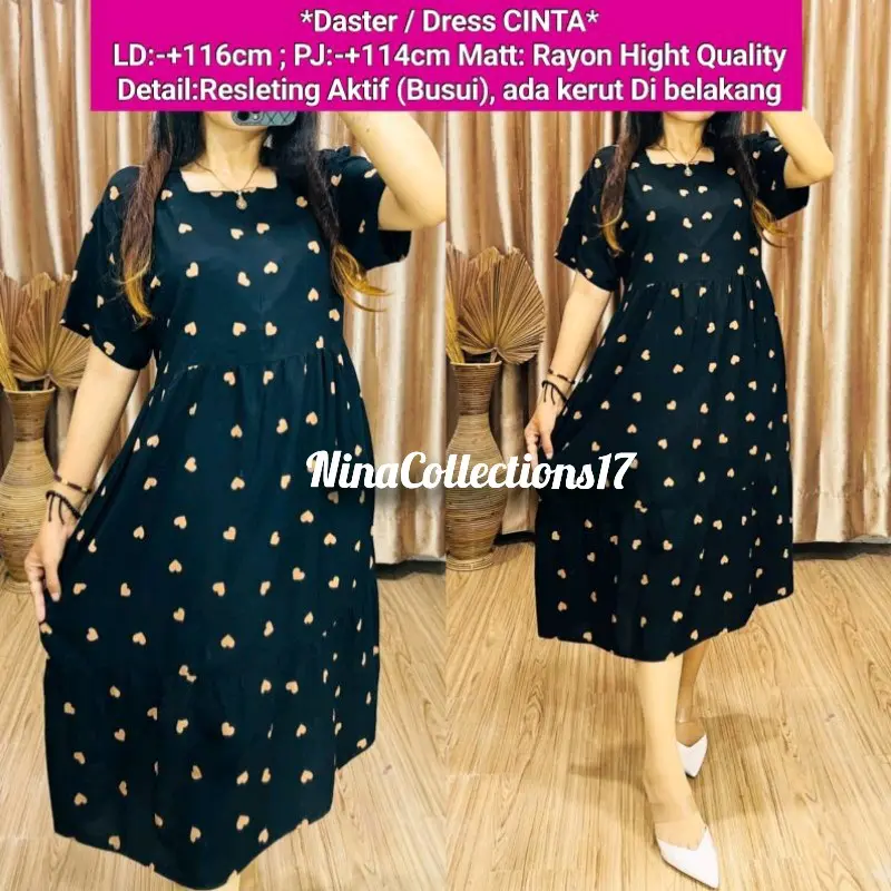 Daster Dress Cinta Rayon Adem Resleting Busui Karet Belakang 3