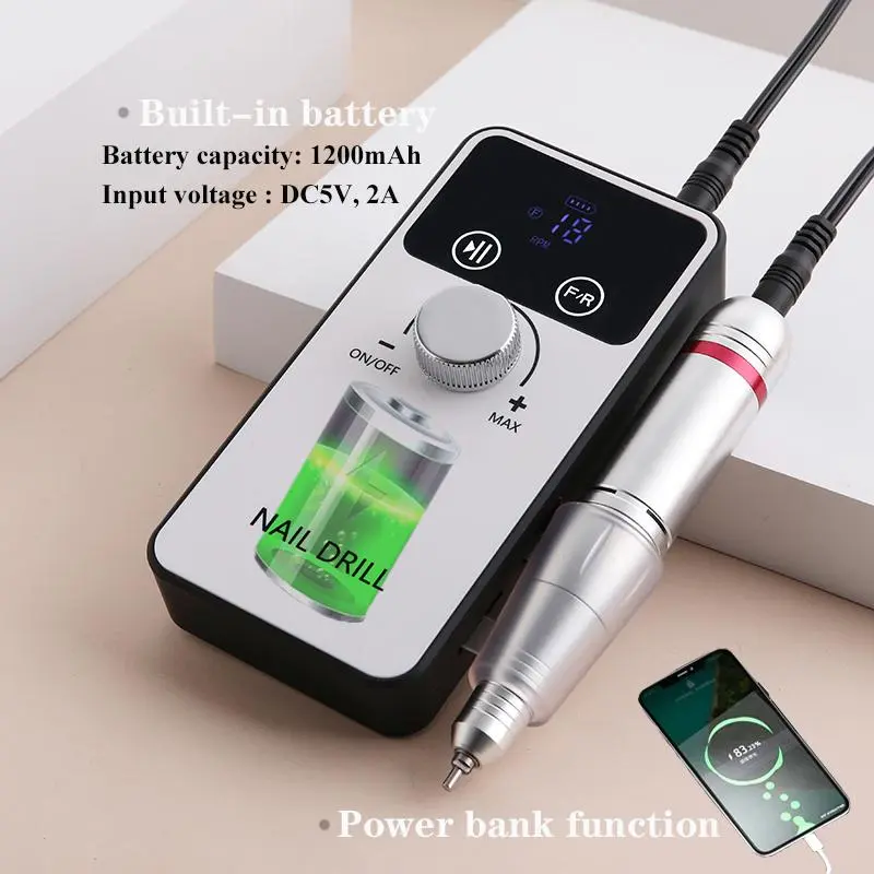 Professional Electric Nail Drill Machine Set, 1 Set Rechargeable Nail File, Nails Accessories, Gel Nail Polish Sander, Low Noise Nail Drill Machine Set, Gifts for Women 4
