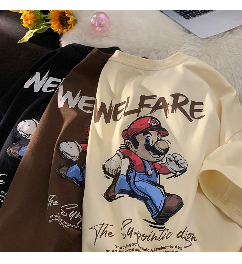 Product Introduction of Short sleeved T-shirt Women's Funny Cartoon Print Couple Summer New Round Neck Loose Men's and Women's Top 6