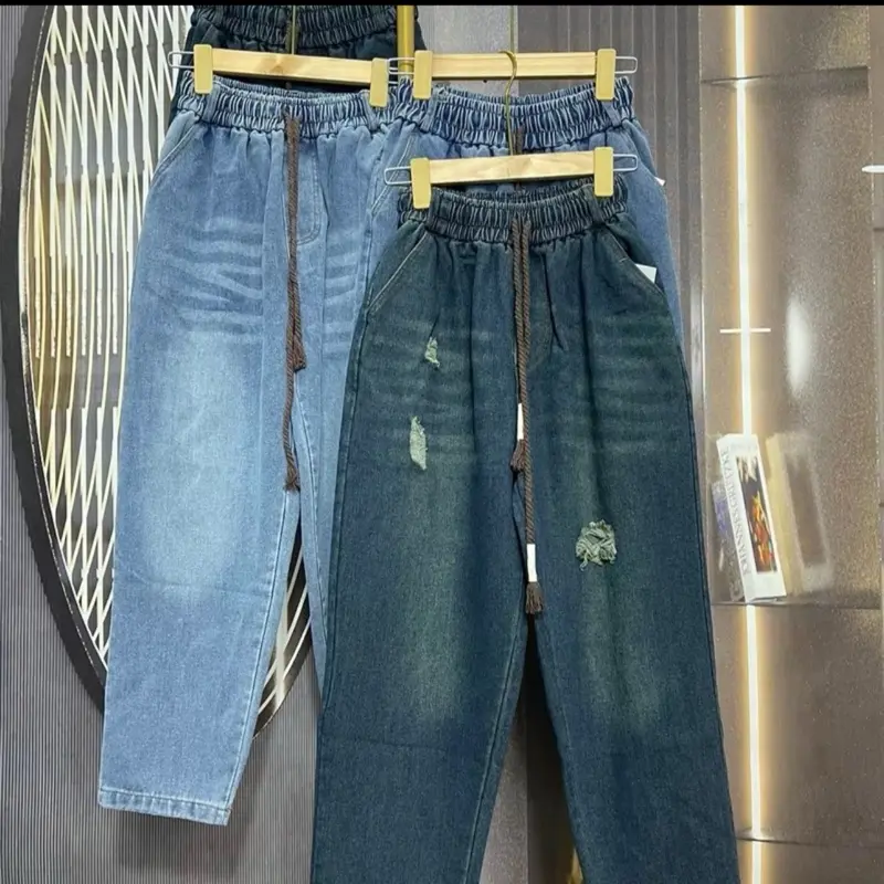 (40kg-75kg) Quần Jean Nữ Baggy rách xước phong cách Hàn Quốc . Cá tính- có túi trước + sau. Cạp chun dây rút. Dễ phối đồ