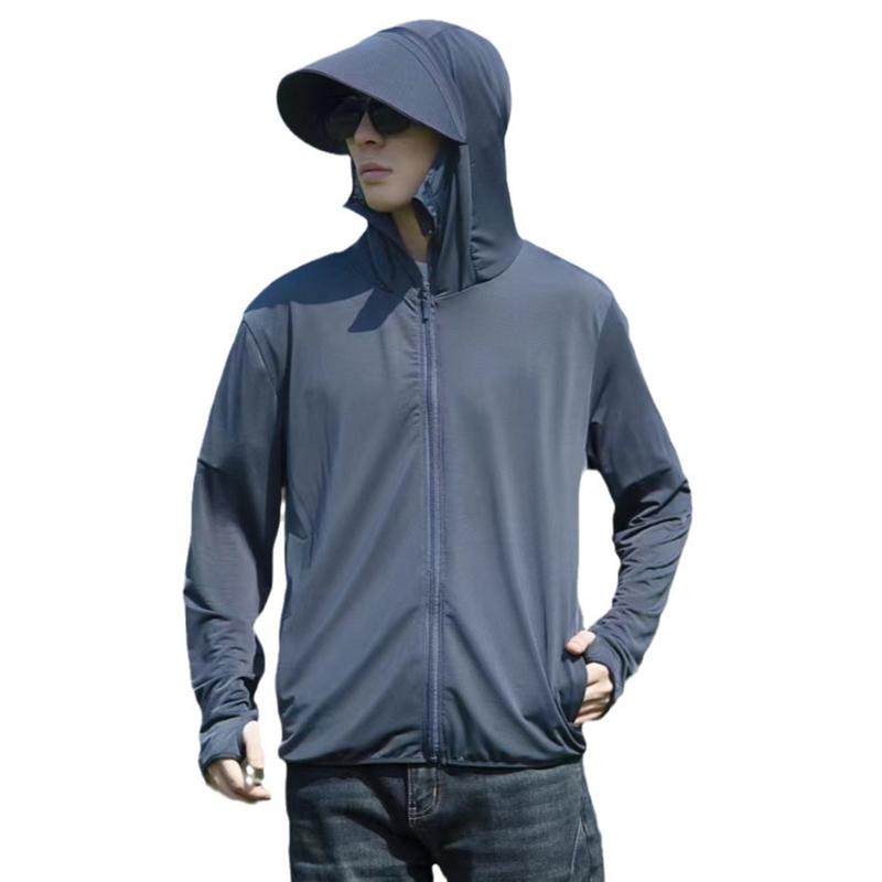 Printed Ice Silk Fishing Sun Protection Jacket for Men and Women Custom Logo Detachable Brim Sun Protection Clothing UV Protection Jacket 4