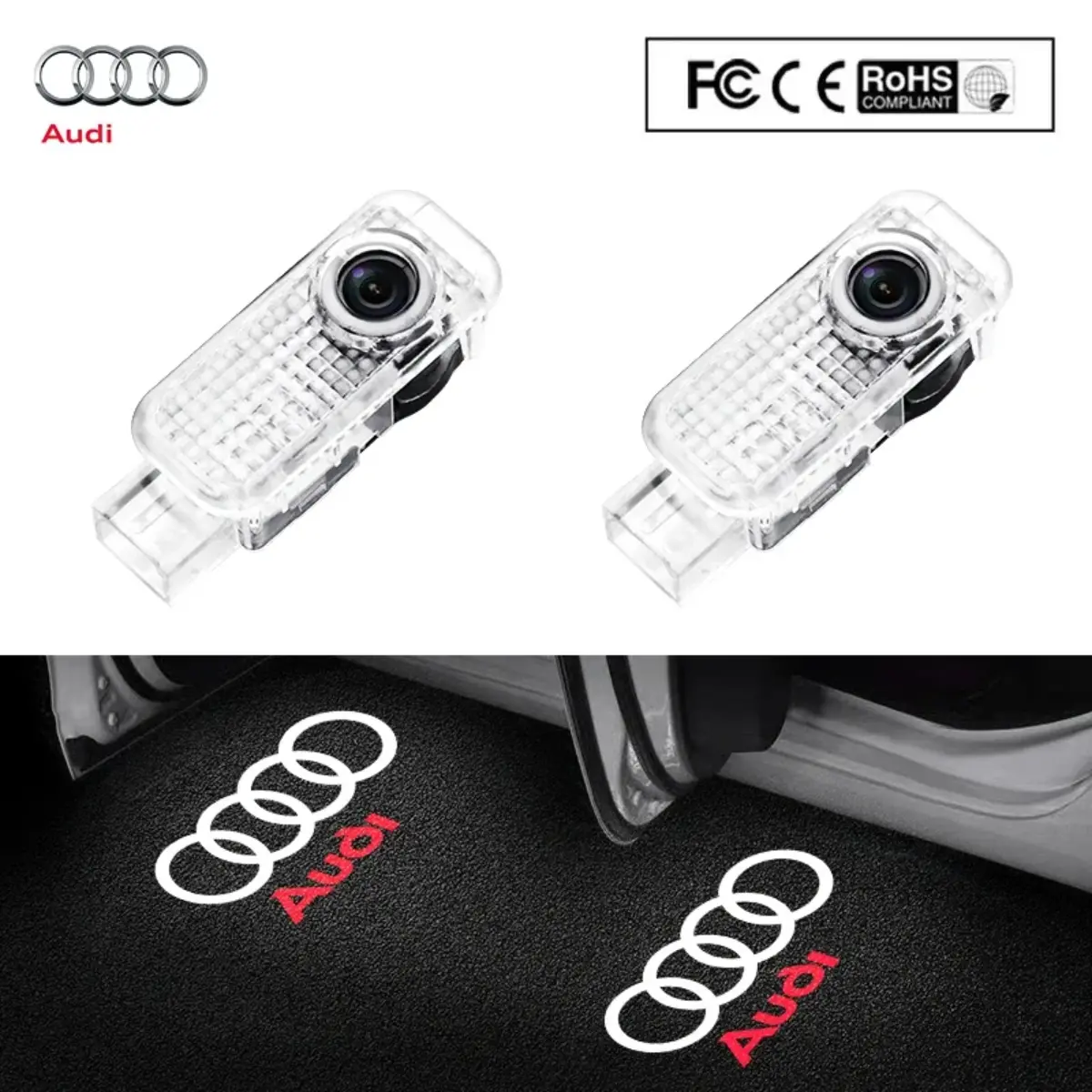 For Audi A4 A6 A7 RS A5 Q3 Q5 Q7 A8 A3 TT Sline Quattro S3 S4 S5 S6 S7 S8 Car Led Projector Lamp Door Welcome Light Accessories