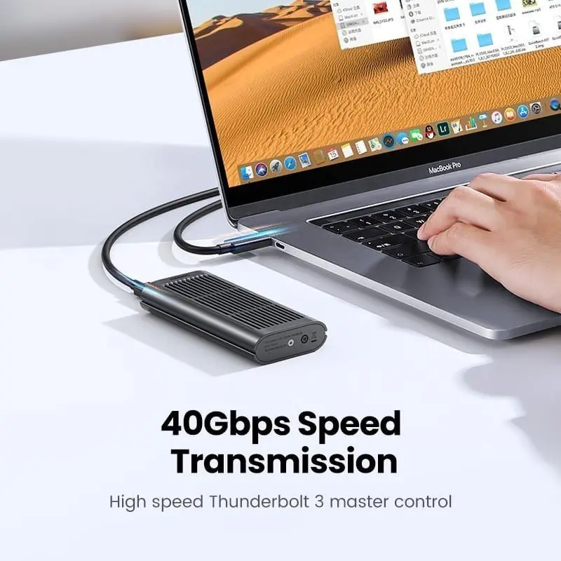 Hộp đựng ổ cứng Thunderbolt 3 Ugreen 80336 CM343 SSD NVMe M.2,Tốc độ 40Gpbs ,Kèm cáp Thunderbolt 3 0.5M 1