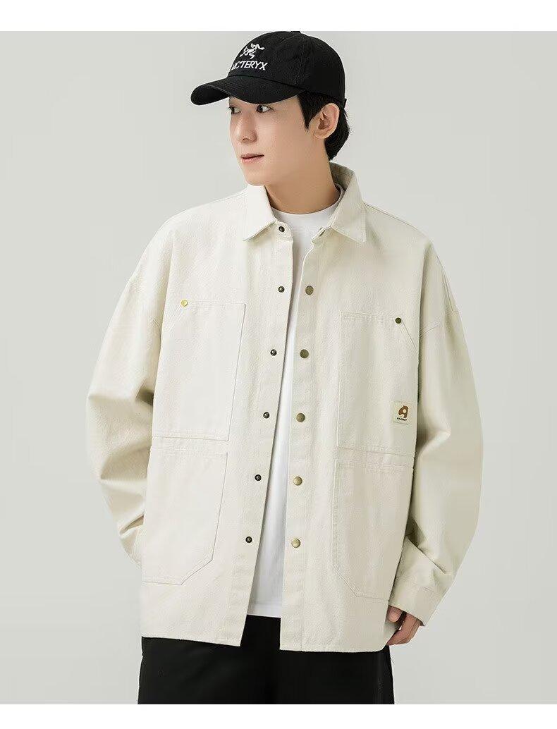Product Introduction of Men's washed vintage long sleeve work shirt Artistic style cotton large size shirt jacket 6