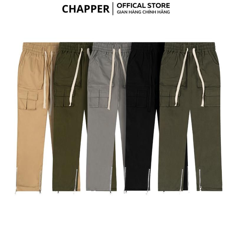 Quần Cargo Pant CHAPPER chất kaki túi hộp ống suông khóa zip - QCP001 Menswear Nam