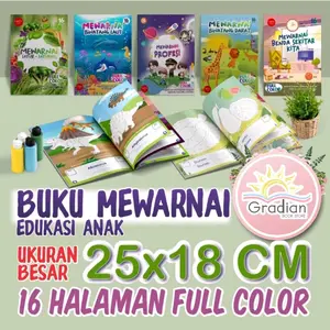 Buku Mewarnai Anak | Mewarnai Hewan Sayur Buah Transportasi Dinosaurus Profesi Benda (Full Colour)