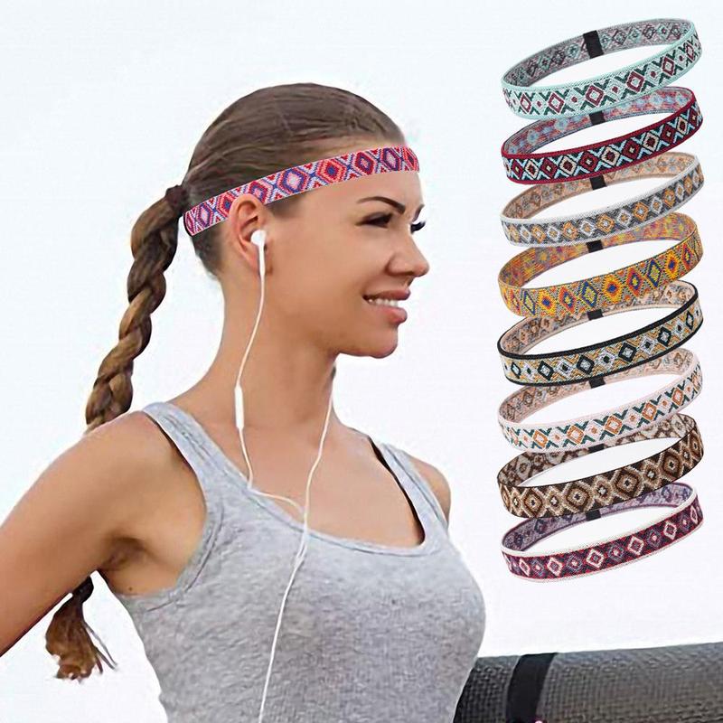 Product Introduction of Ethnic Pattern Multifunctional Sports Headband, Comfortable Breathable Elastic Sweatband for Running, Yoga, Basketball, Sports Headband for Women & Men 0