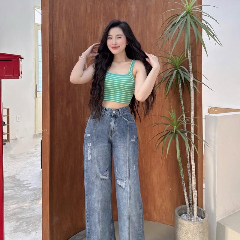 [cotton-A15] Quần Jeans Nữ Ống Rộng 30cm có Rách Cotton nhà RU BY Women Pants Ong unisex quần jean bò Denim 1